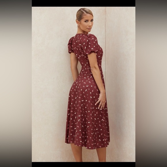 'Justina'
Wine Floral Wrap Dress /Size XS-US 2-4 /NR630 - Picture 2 of 7